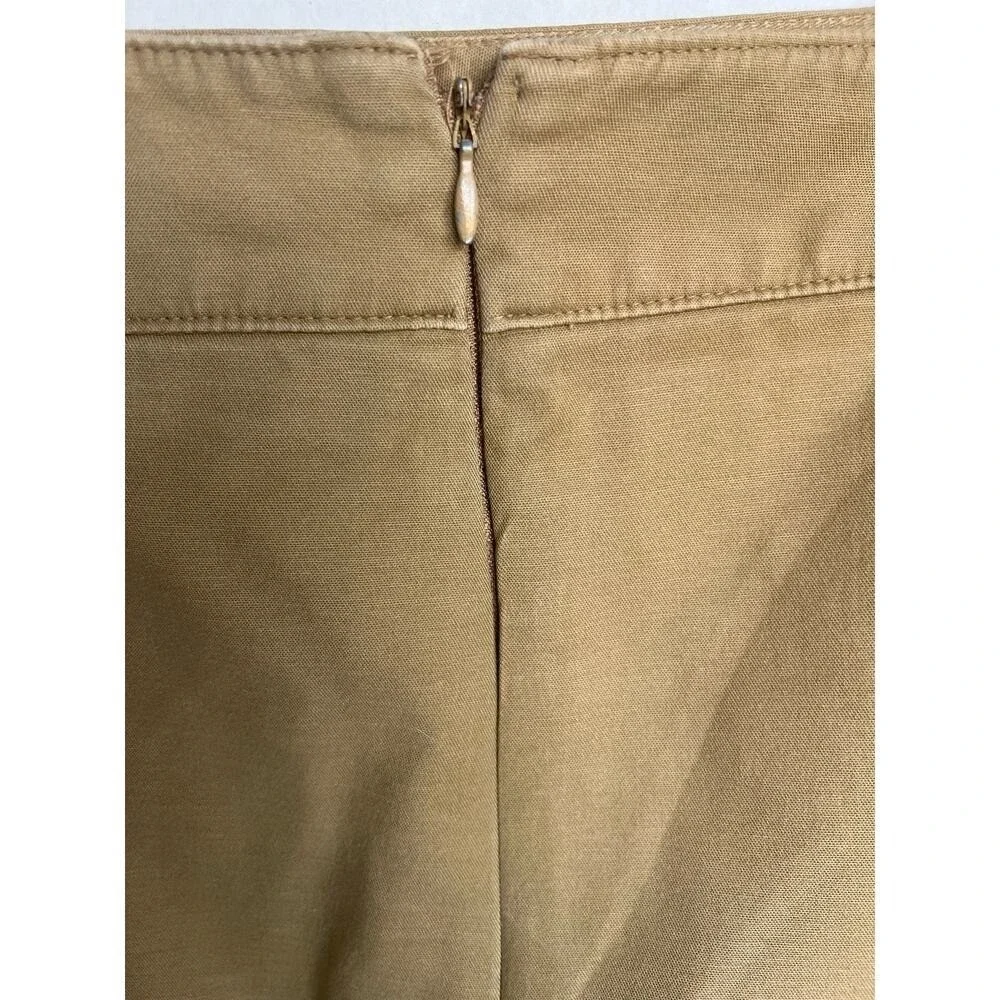 Merona Stretch Straight Tan MIDI Pencil‎ Back Zip Pockets Lined Skirt Size 18